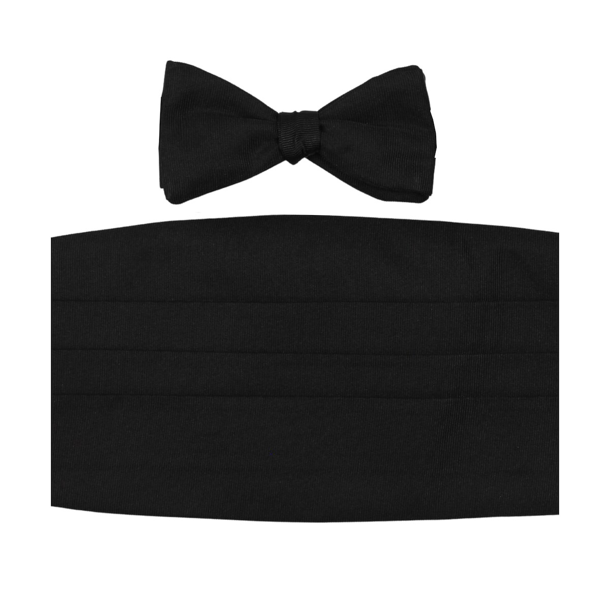 Pre-Tied Bowtie and Cummerbund Set Black Grosgrain - Black | J.Hilburn