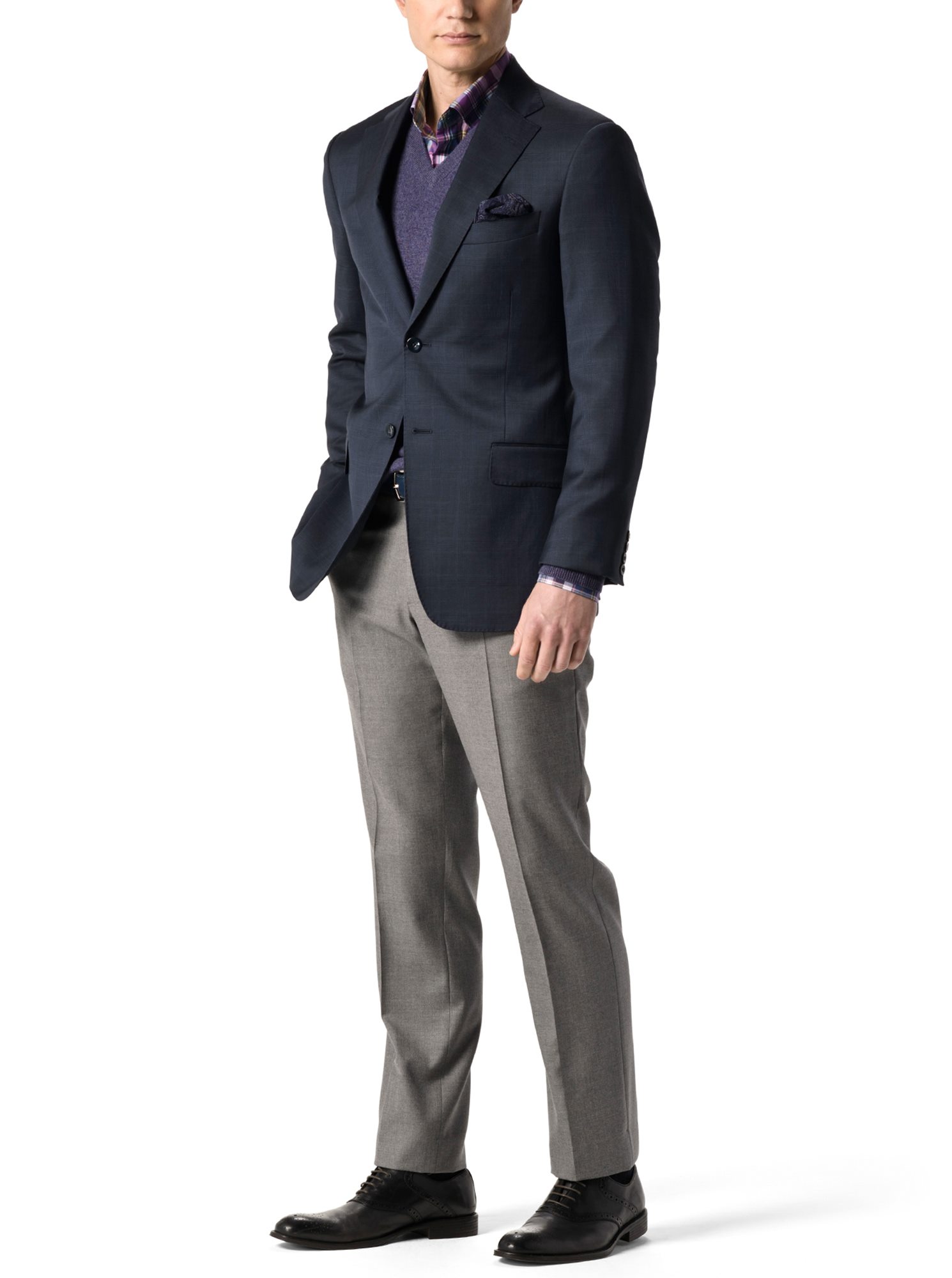 Italian Wool Sport Jacket - Navy Plaid | J.Hilburn