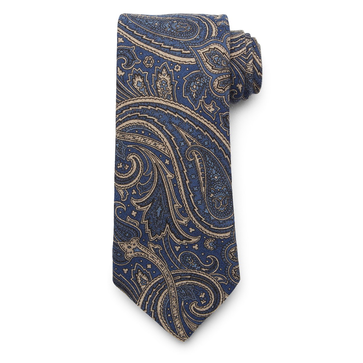 Wool Paisley Tie - Navy | J.Hilburn