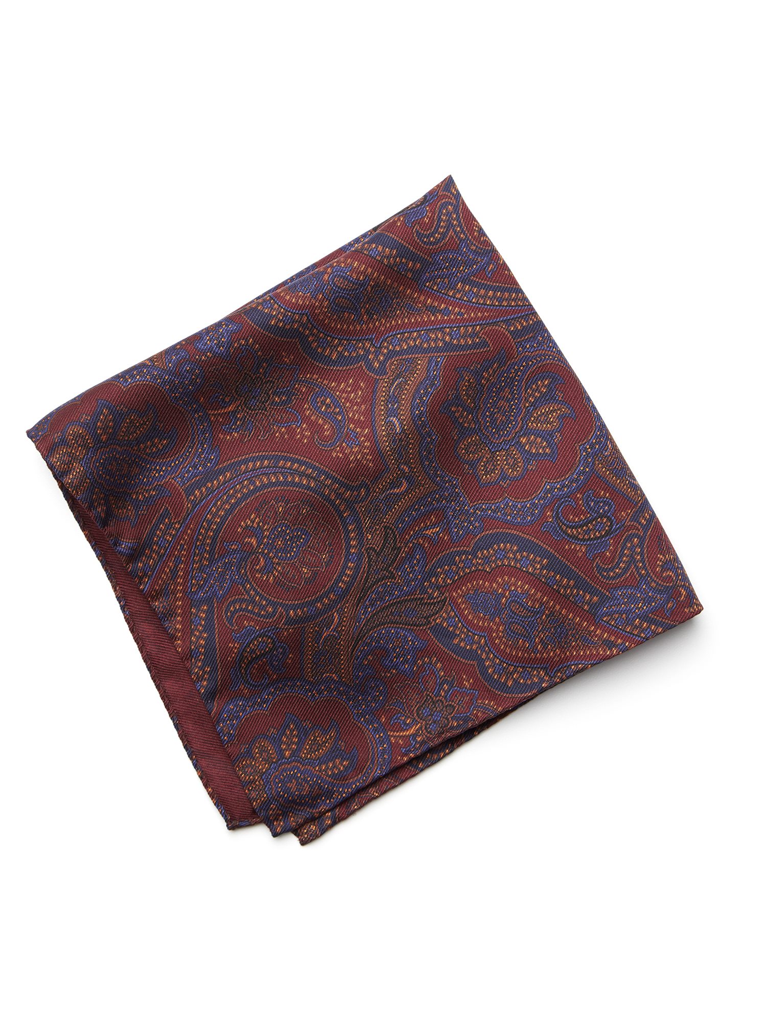 Printed Paisley Pocket Square - Burgundy | J.Hilburn