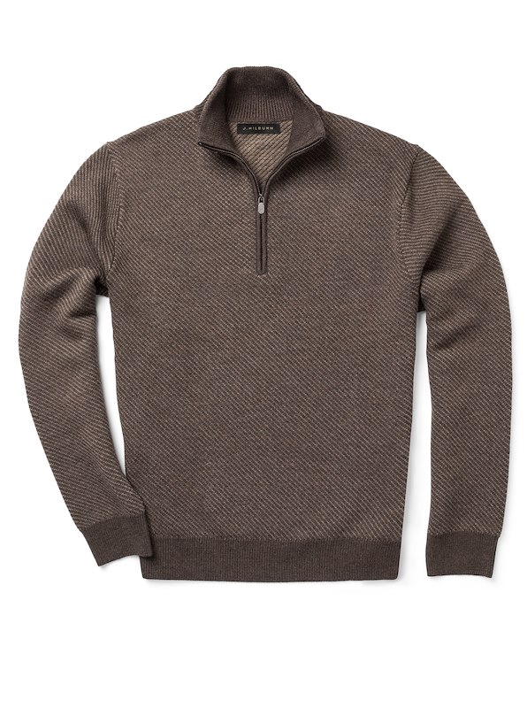 Quarter Zip Mock Neck - Brown | J.Hilburn