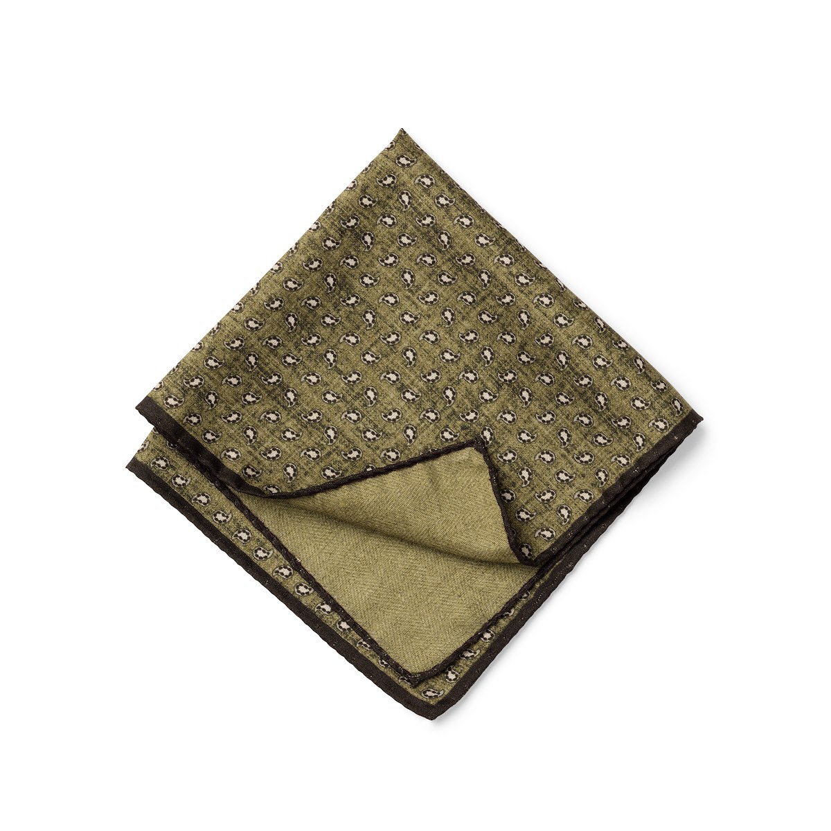 Double-Faced Dotted Paisley - Olive | J.Hilburn