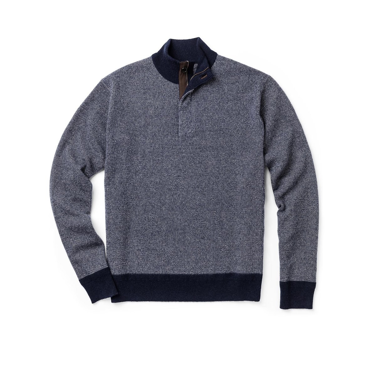 Cashmere Birdseye Quarter Zip - Navy | J.Hilburn