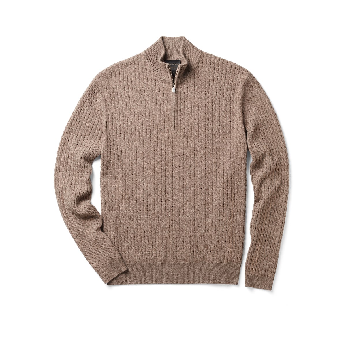 Cashmere Zip Neck - Oatmeal Melange | J.Hilburn