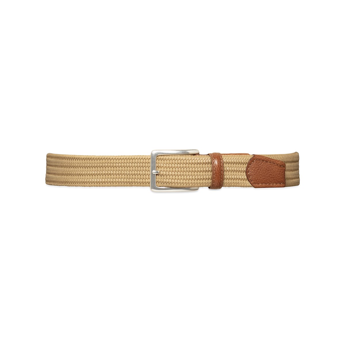 35mm Custom Woven Stretch Leather Belt - Sand | J.Hilburn