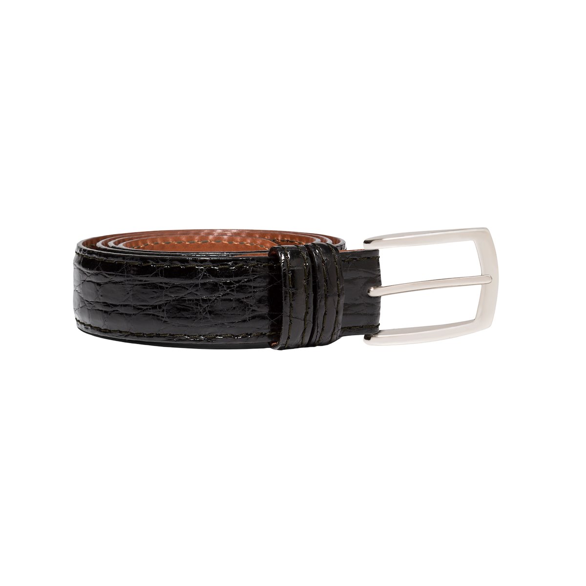 30 MM Custom Caiman Crocodile Belt - Black | J.Hilburn