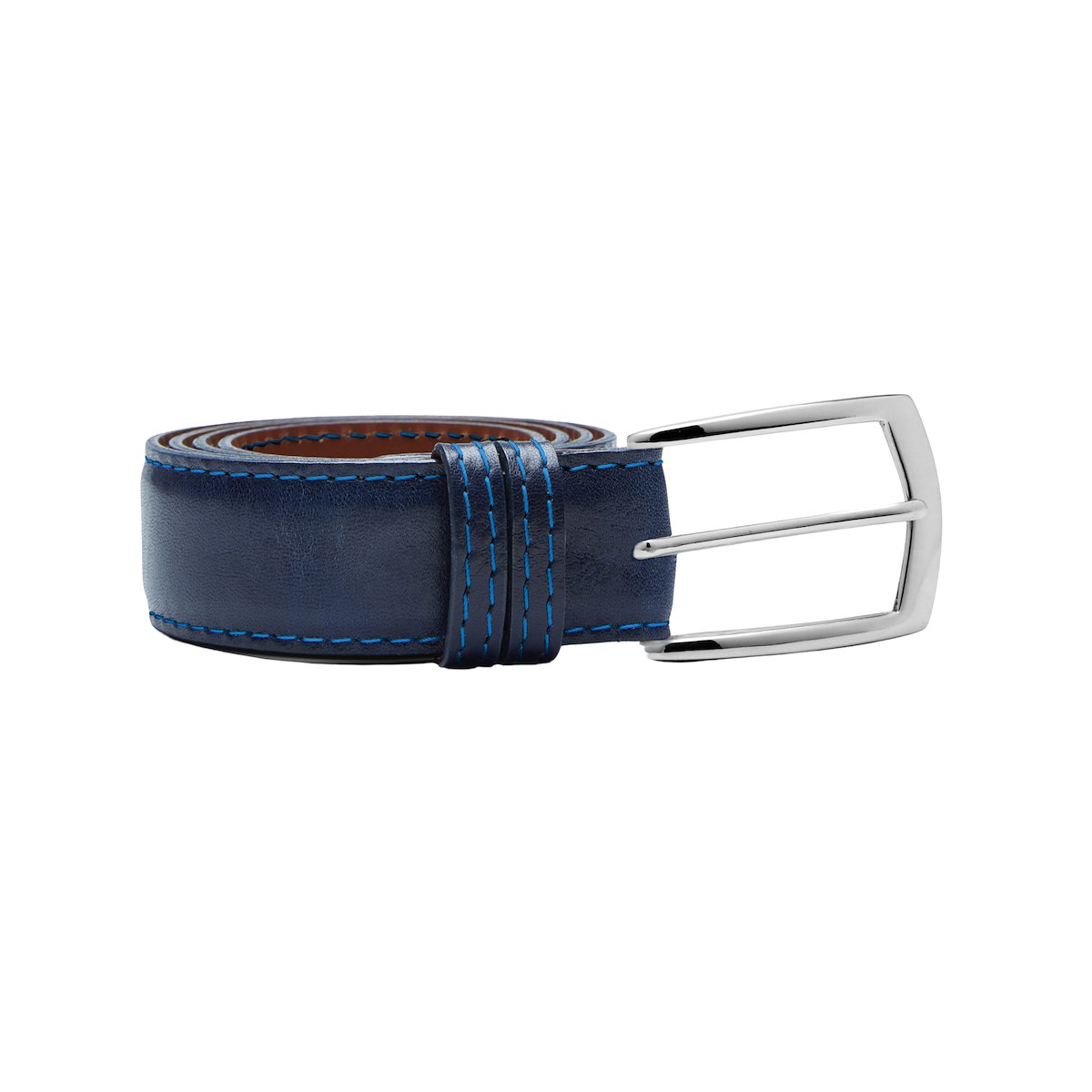 35MM Custom Leather Belt - Navy | J.Hilburn