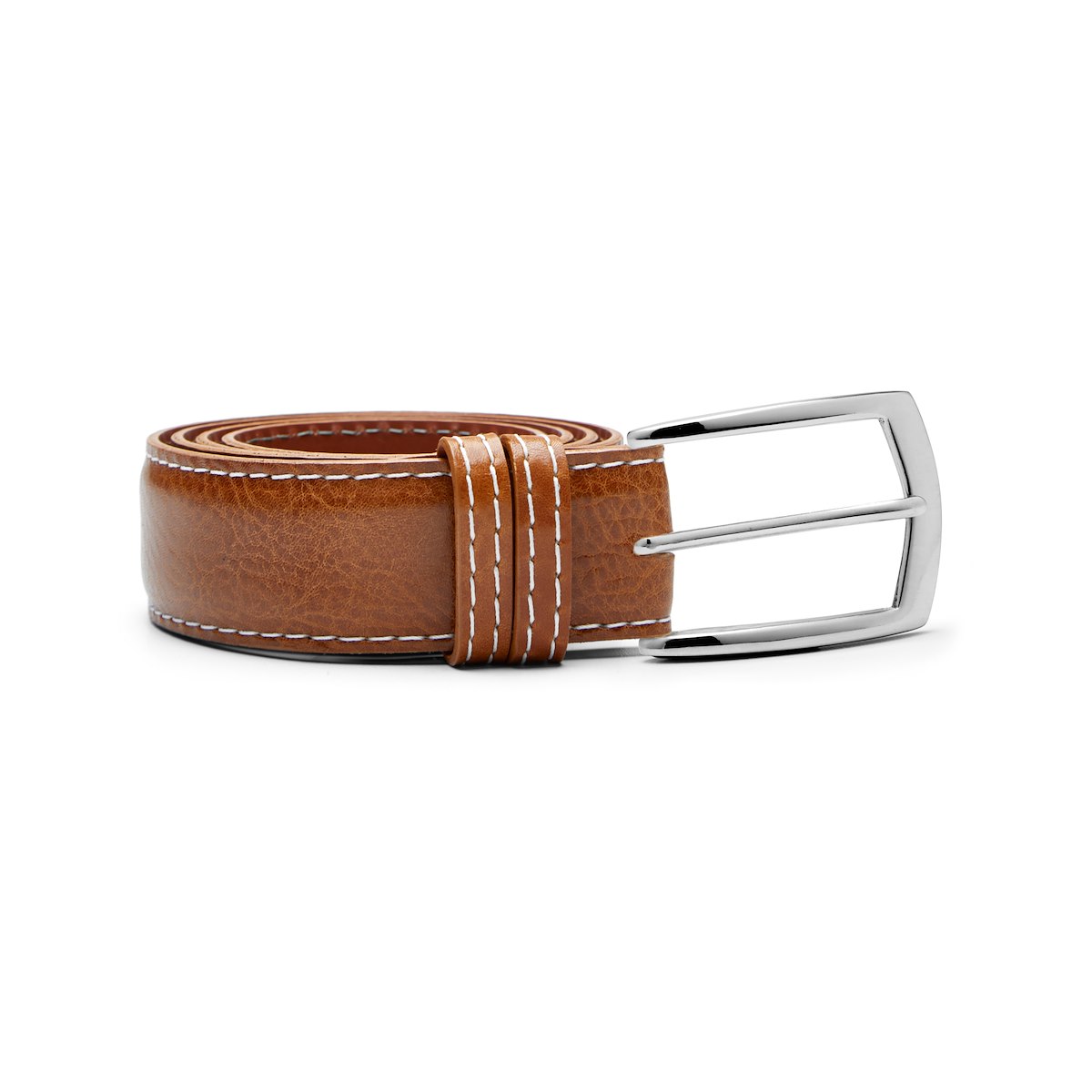 35MM Custom Leather Belt - White - Tobacco | J.Hilburn