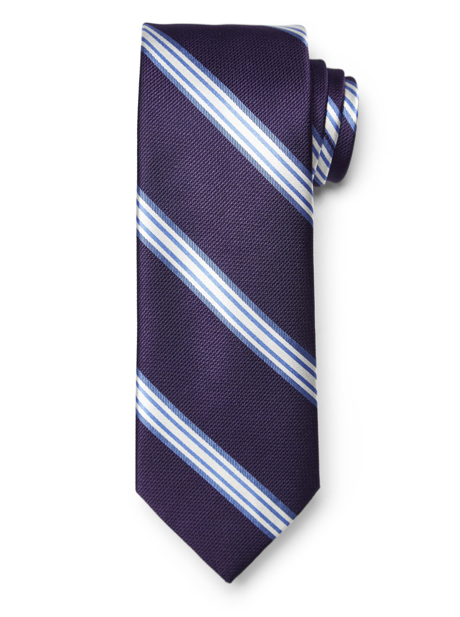 Satin Stripe Tie - Purple/White | J.Hilburn