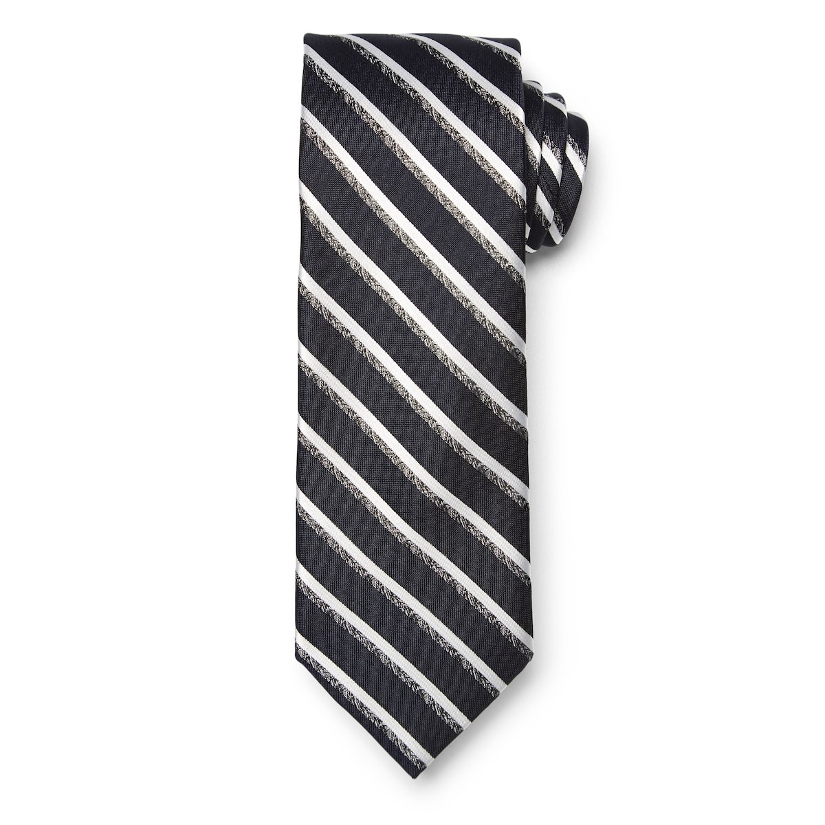 Mélange Stripe Tie - Grey/Navy | J.Hilburn