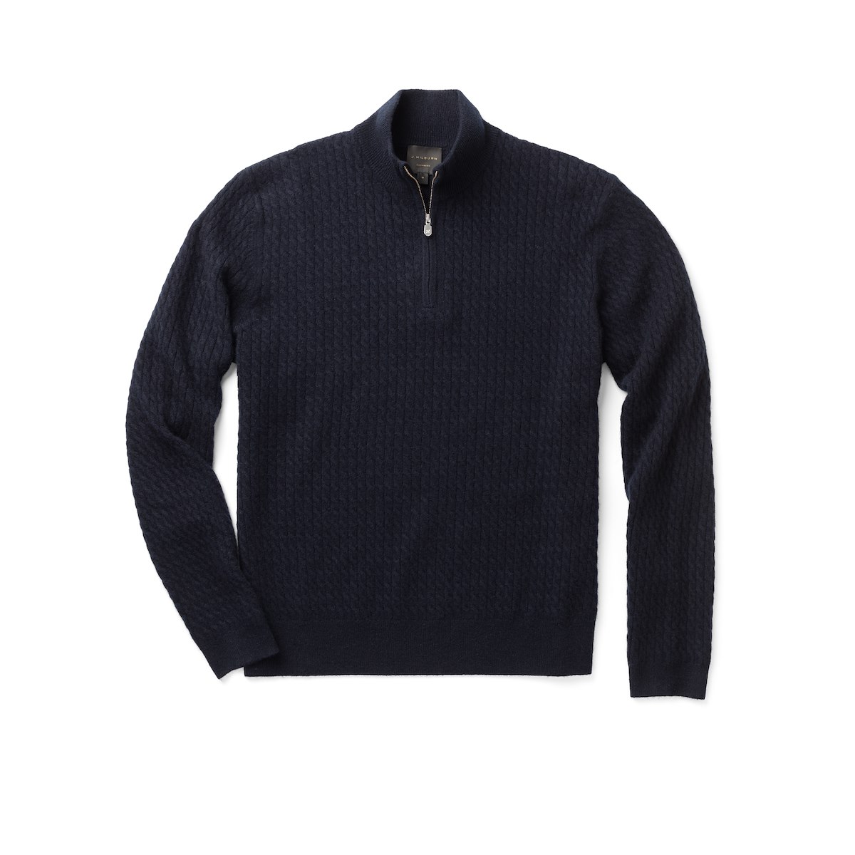 Cashmere Cable Zip Neck - Navy Solid | J.Hilburn