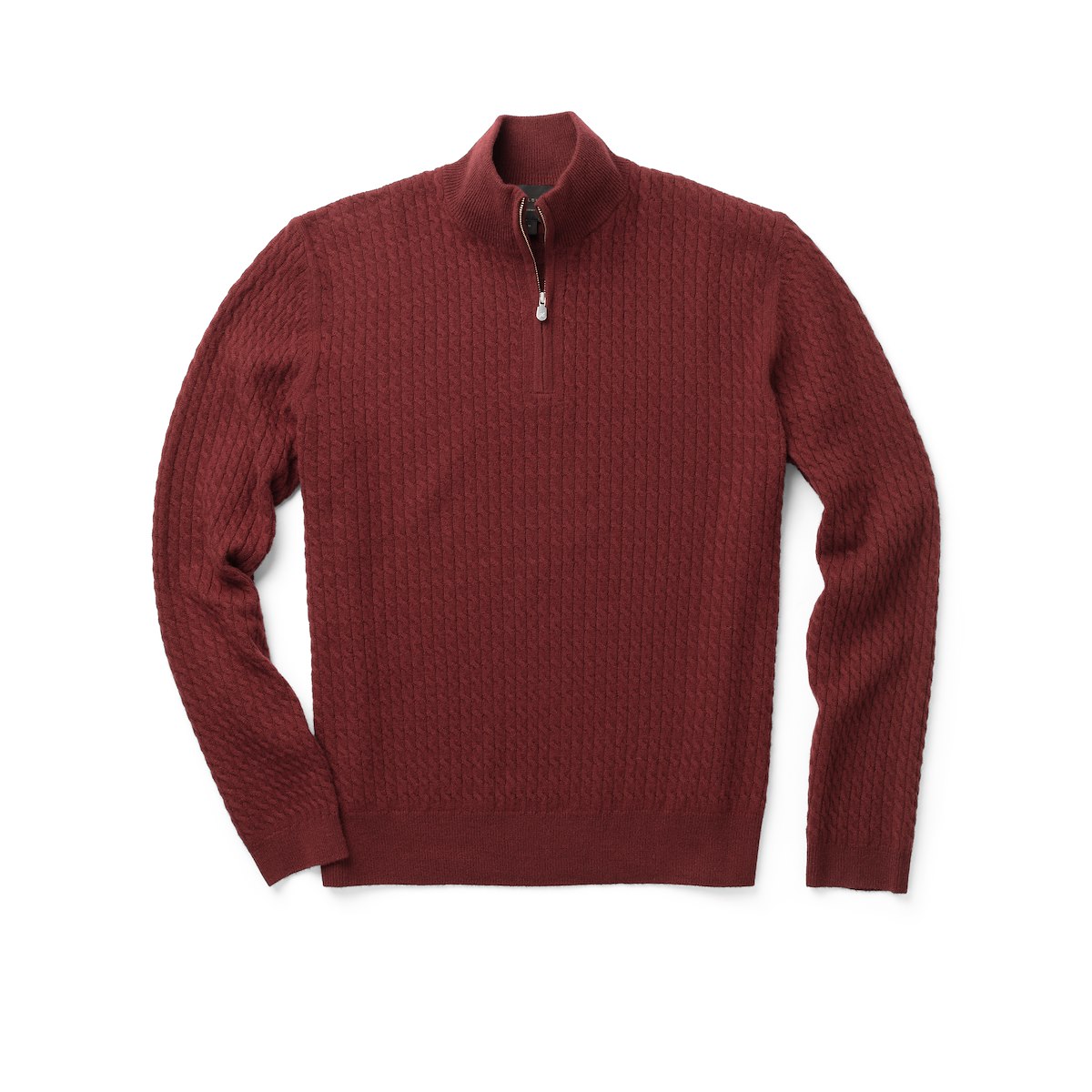 Cashmere Cable Zip Neck - Burgundy Solid | J.Hilburn