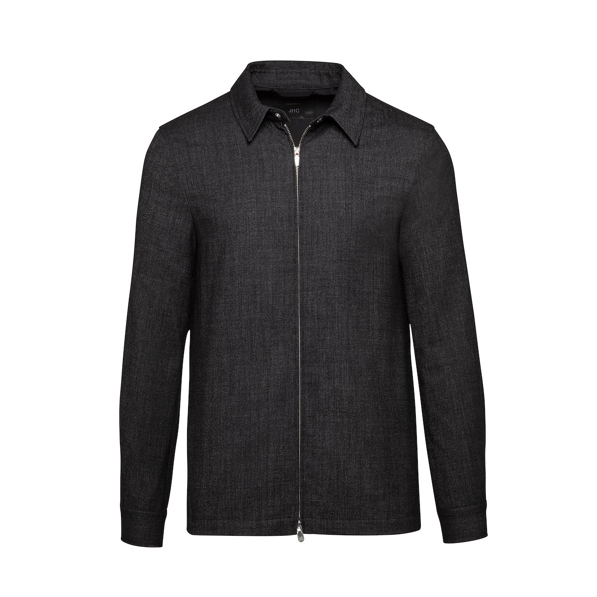 Black Grid Texture Shirt Jacket | J.Hilburn