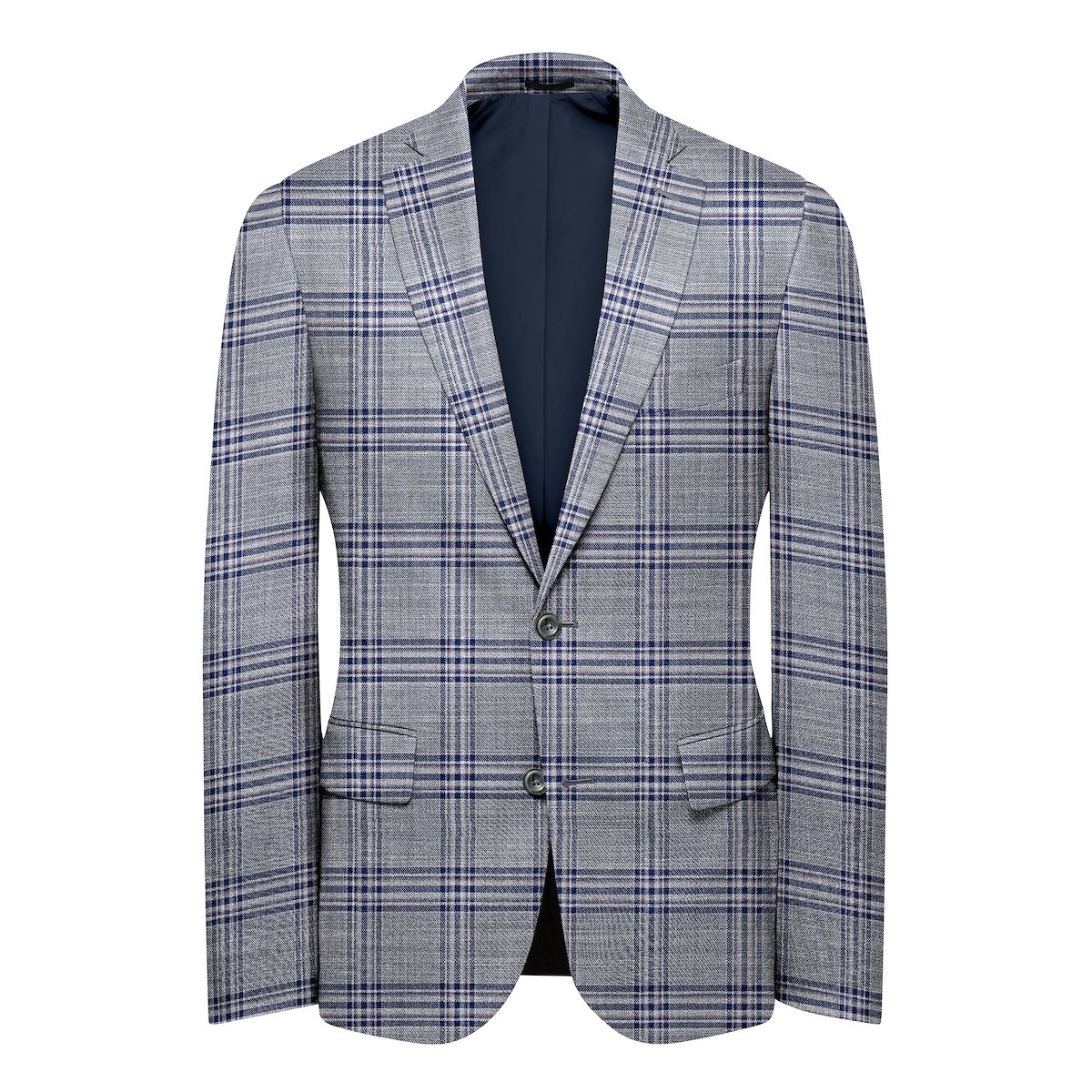 Grey Blue and Pink Large Plaid | J.Hilburn