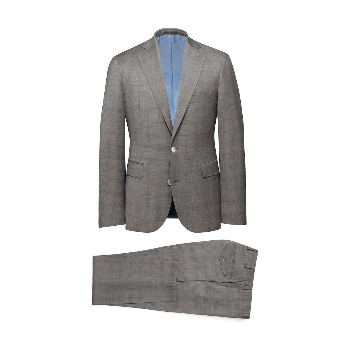 Light Brown with Blue Gentle Plaid | J.Hilburn