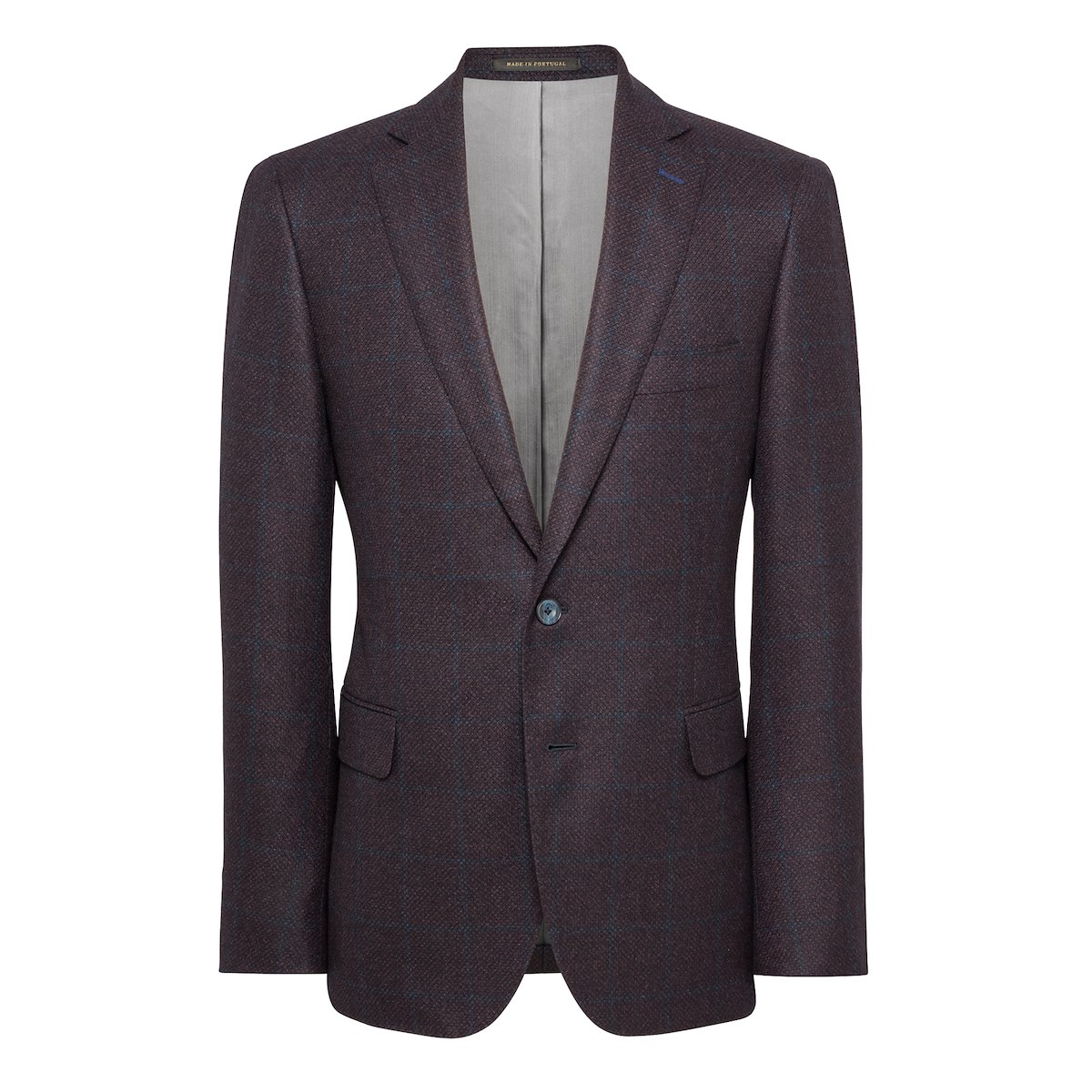 Burgundy/Navy Wool/Cashmere Check | J.Hilburn