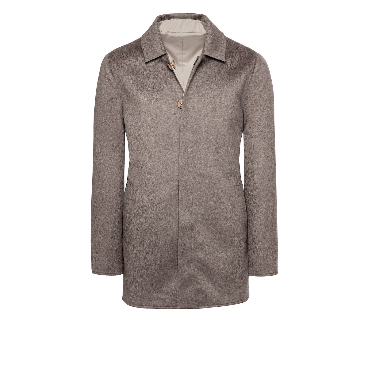 Taupe Mélange Cashmere-Reversible Mac | J.Hilburn