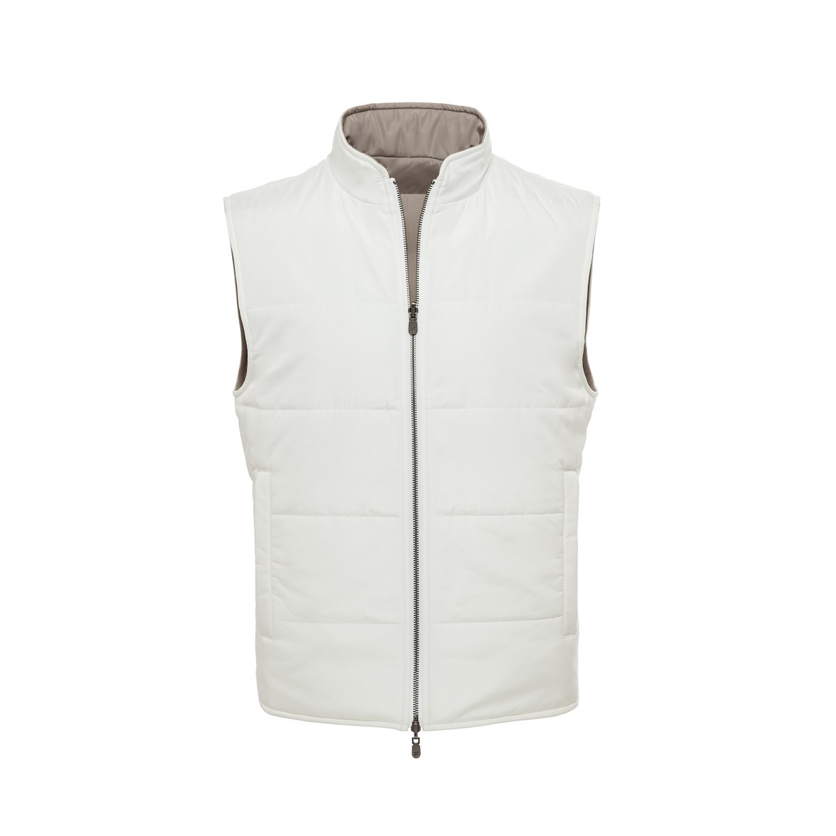 White Solid Brushed Polyester-Reversible Vest | J.Hilburn