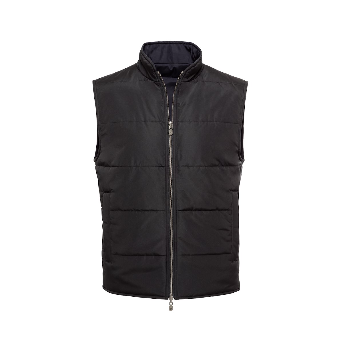 Black Solid Brushed Polyester-Reversible Vest | J.Hilburn