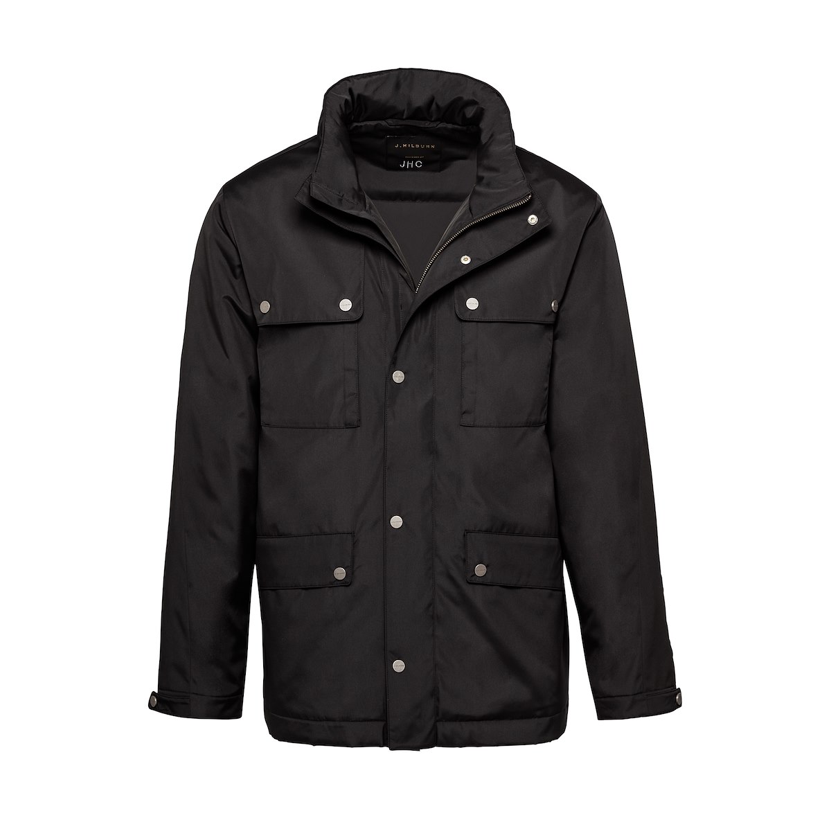 Black Solid Brushed Polyester-Tech Field Jacket | J.Hilburn