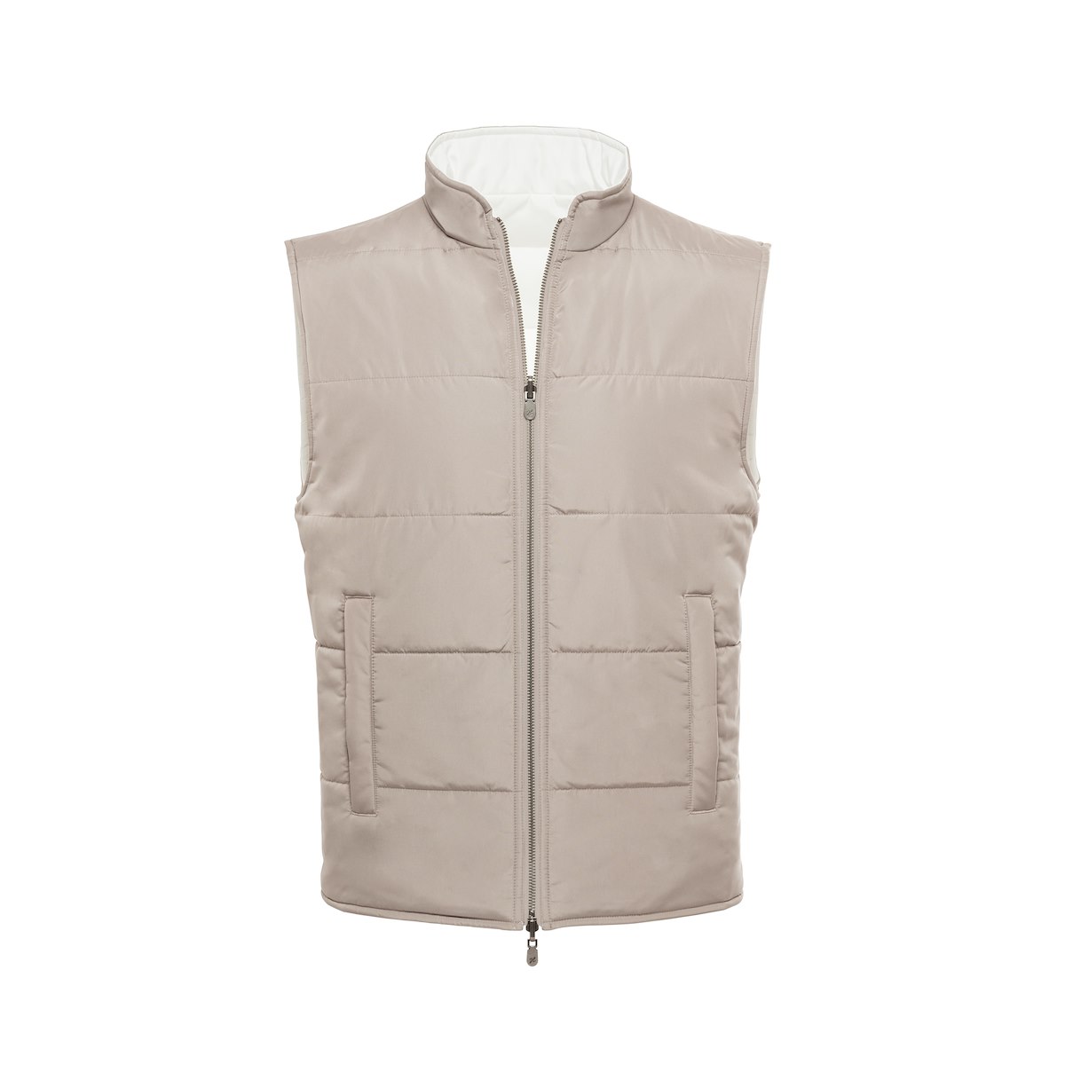 Taupe Solid Brushed Polyester-Reversible Vest | J.Hilburn