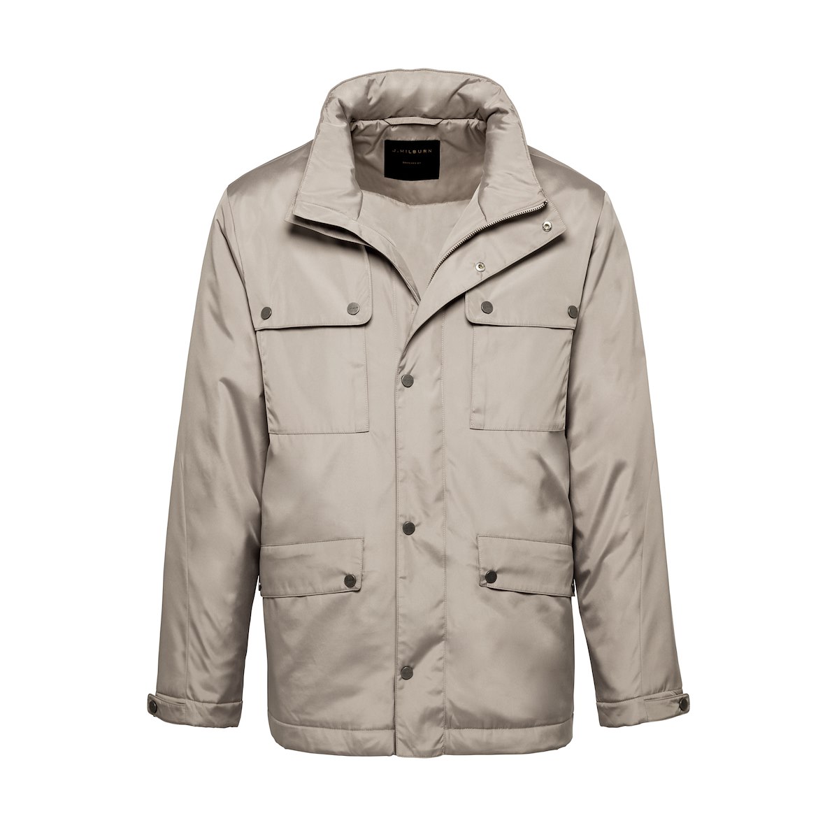 Taupe Solid Brushed Polyester-Tech Field Jacket | J.Hilburn