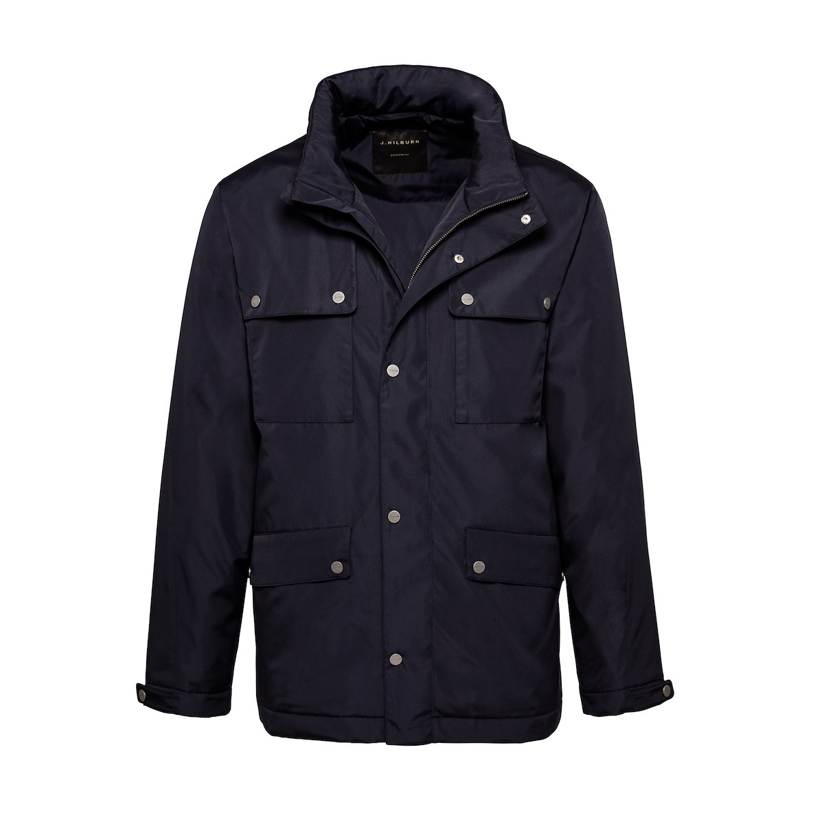 Navy Solid Brushed PolyesterTech Field Jacket J.Hilburn
