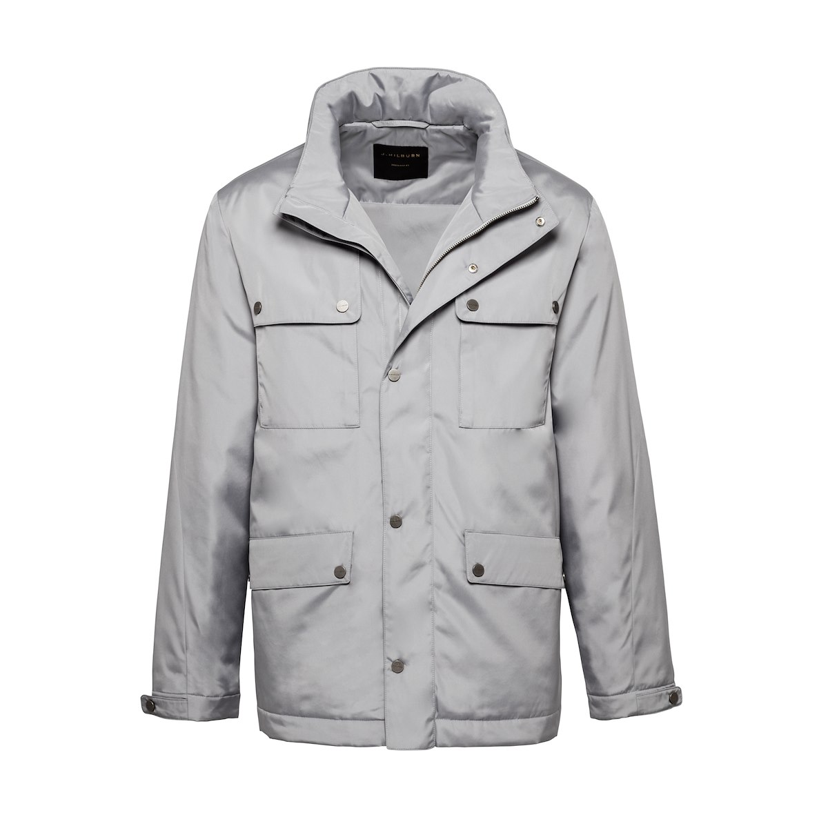 Grey Solid Brushed Polyester-Tech Field Jacket | J.Hilburn