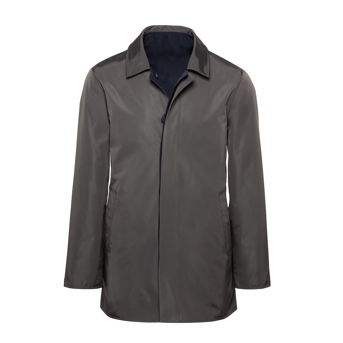 Charcoal Solid Nylon Reversible Raincoat | J.Hilburn