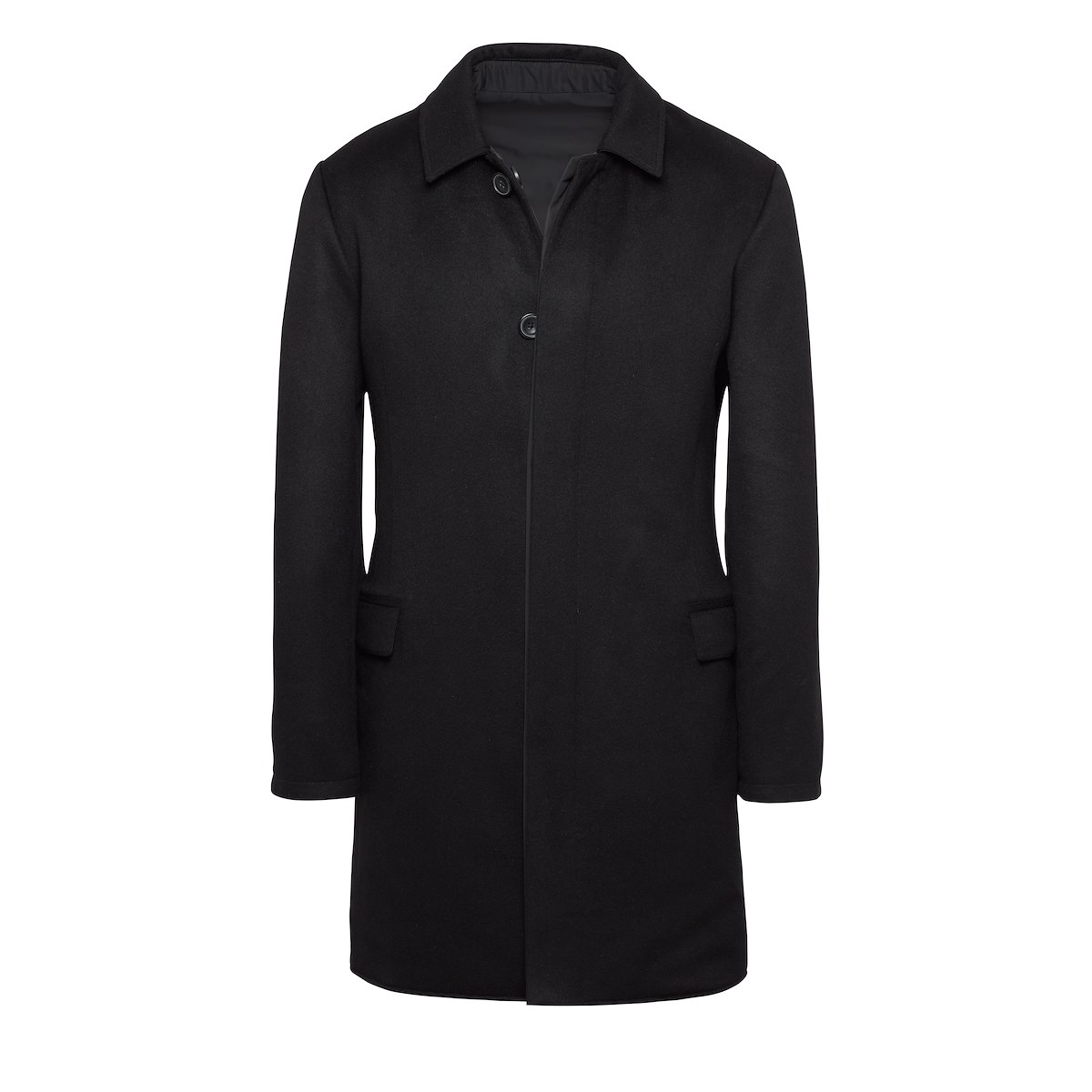 Black Cashmere Reversible Coat | J.Hilburn