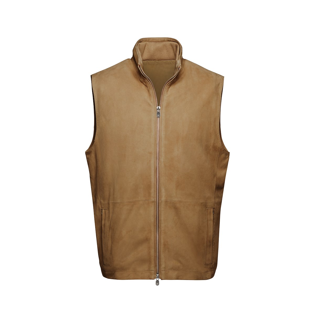 Camel Suede All Season Vest J.Hilburn