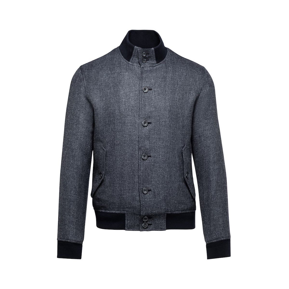 Deep Sea Blue Wool Linen Harrington Jacket | J.Hilburn