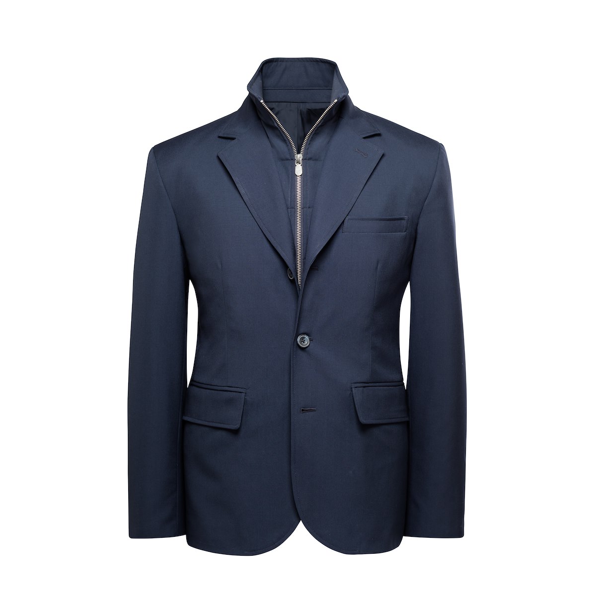 Navy Storm System Vest-Front Blazer | J.Hilburn