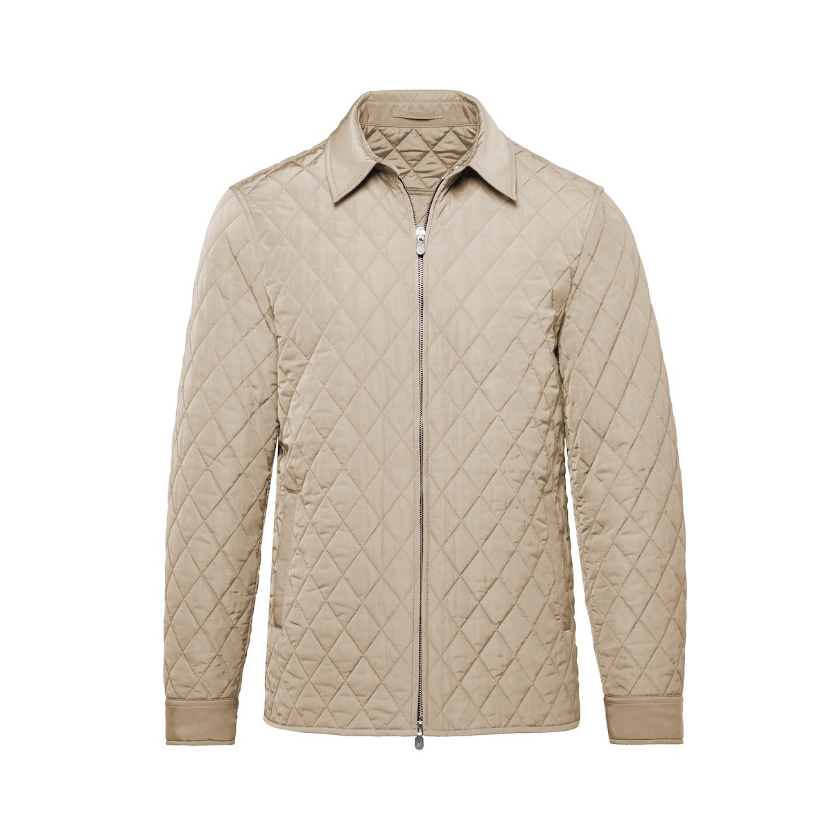 Light Taupe Tech Quilted Shirt Jacket | J.Hilburn