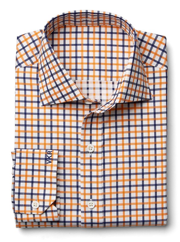 orange blue check shirt