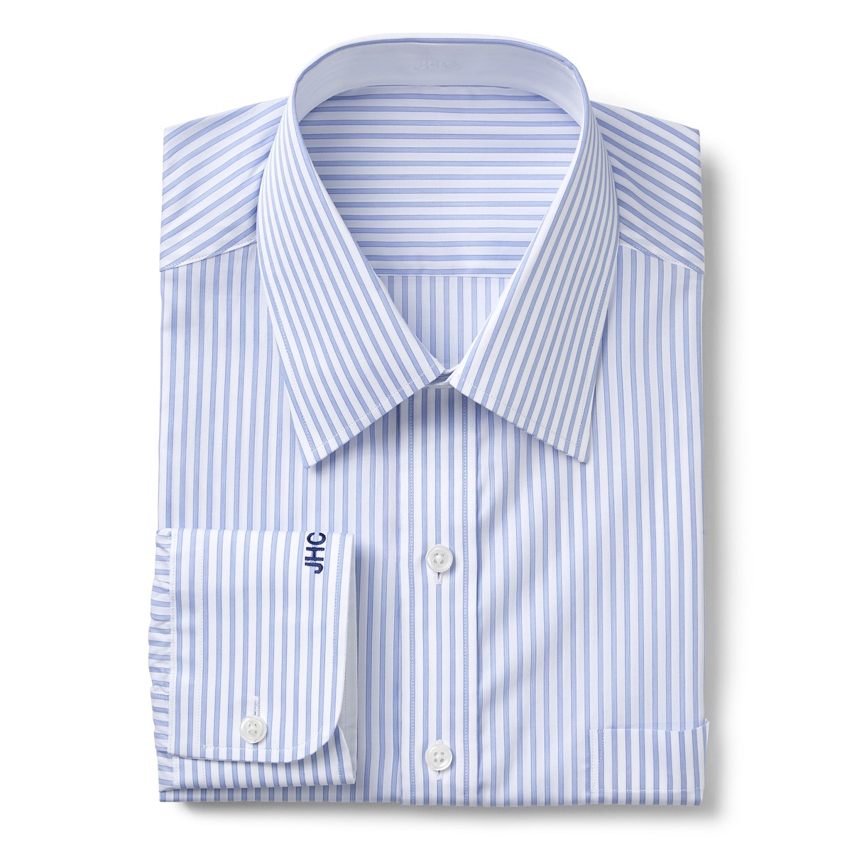 White/Light Blue Twill Stripe | J.Hilburn