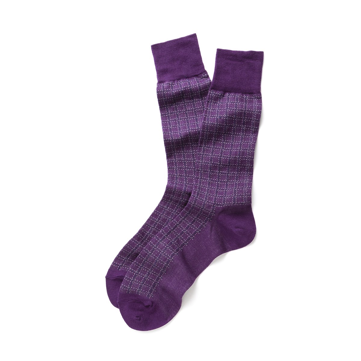 Cole Haan Double Plaid Mid Calf Sock Purple Reign J.Hilburn