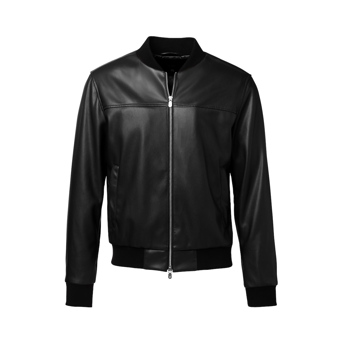 Black Vegan Leather Bomber Jacket | J.Hilburn