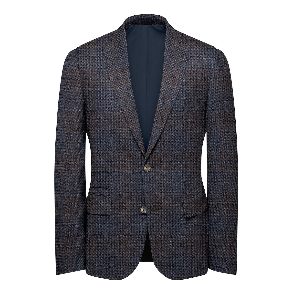 Navy and Brown Trofeo Cashmere Check | J.Hilburn